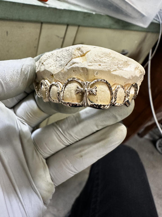 custom 6 teeth chrome heart grill